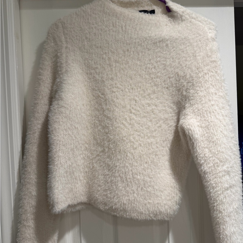 ASOS Cream Fuzzy Crewneck Sweater